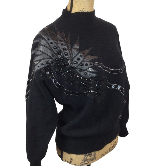 Vintage Gloria Furman Embellished Sweater Black - Picture 9 of 9